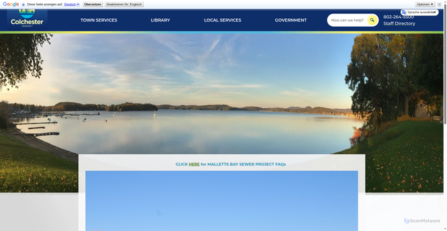Security scan screenshot of https://colchestervt.gov/
