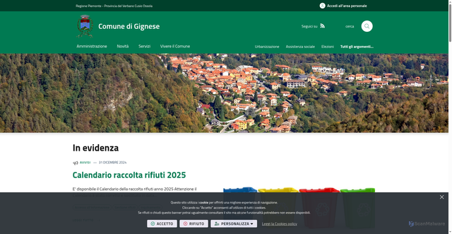 Security scan screenshot of https://www.comune.gignese.vb.it/it-it/home