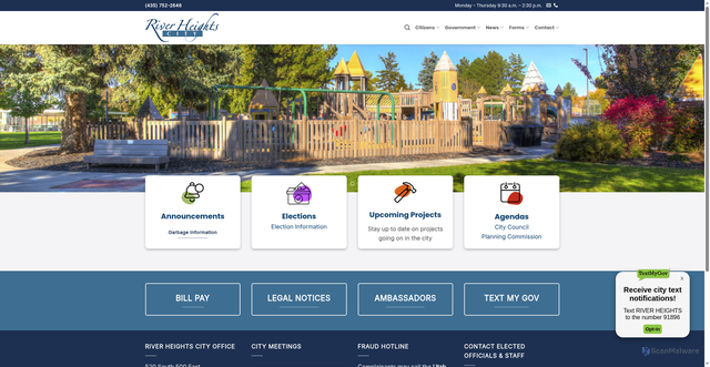 Security scan screenshot of https://riverheights.gov/