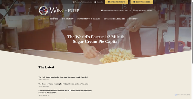 Security scan screenshot of https://winchester-in.gov/