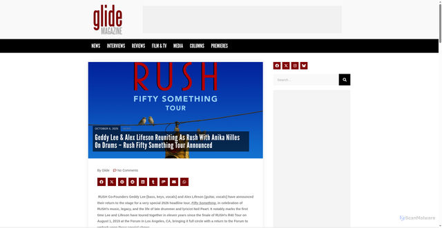 Security scan screenshot of https://glidemagazine.com/318275/geddy-lee-alex-lifeson-reuniting-as-rush-with-anika-nilles-on-drums/