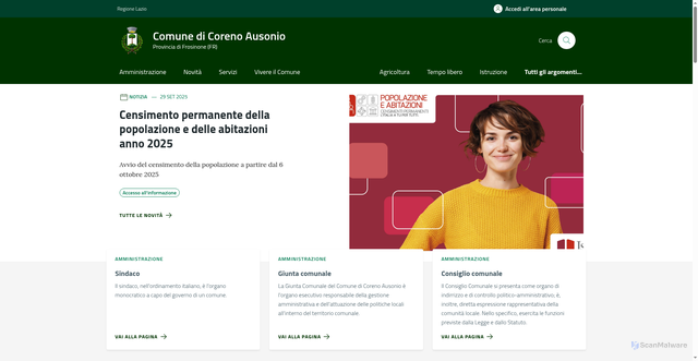 Security scan screenshot of https://comune.corenoausonio.fr.it/