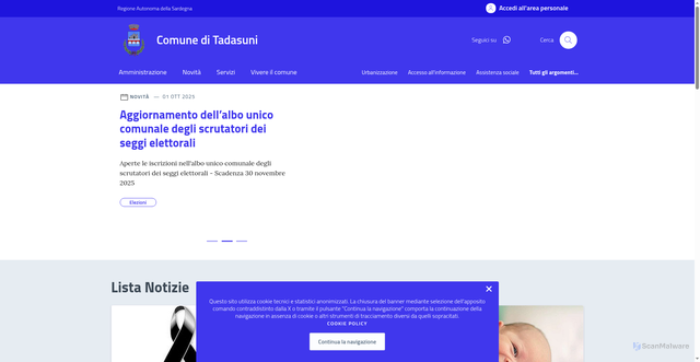 Security scan screenshot of https://comune.tadasuni.or.it/