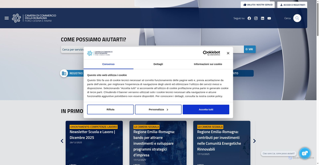 Security scan screenshot of https://www.romagna.camcom.it/