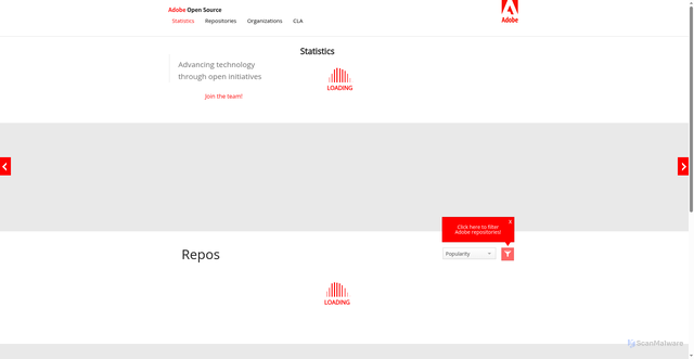 Security scan screenshot of https://opensource.adobe.com
