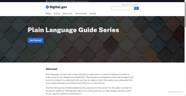 Security scan screenshot of https://digital.gov/guides/plain-language