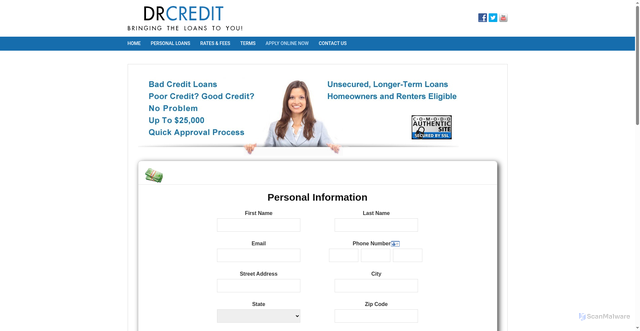 Security scan screenshot of https://drcredit1.com/