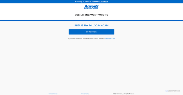 Security scan screenshot of https://login.aarons.com