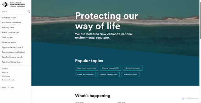 Security scan screenshot of https://www.epa.govt.nz/