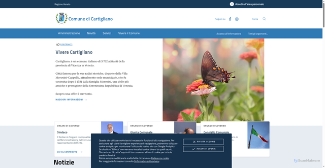 Security scan screenshot of https://www.comune.cartigliano.vi.it/