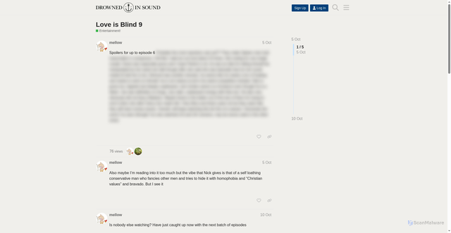 Security scan screenshot of https://community.drownedinsound.com/t/love-is-blind-9/90746