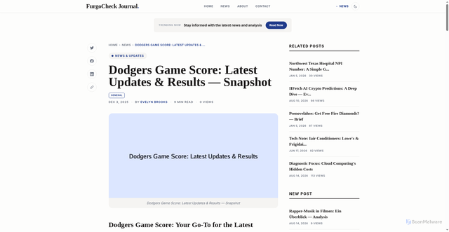 Security scan screenshot of https://furgocheck.tecnolamweb.com/tecnolamweb-news/dodgers-game-score-latest-updates-and-results-1764814900