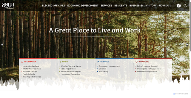 Security scan screenshot of https://www.smithcountyms.gov/