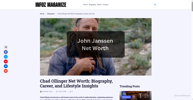 Security scan screenshot of https://infozmaganize.com/chad-ollinger-biography/