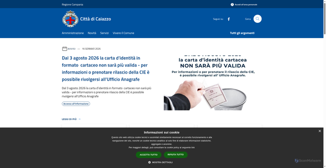 Security scan screenshot of https://comune.caiazzo.ce.it/it
