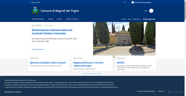 Security scan screenshot of https://www.comune.bagnolideltrigno.is.it/