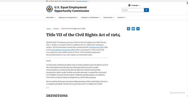 Security scan screenshot of https://www.eeoc.gov/statutes/title-vii-civil-rights-act-1964
