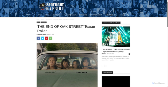 Security scan screenshot of https://spotlightreport.net/movies/the-end-of-oak-street-teaser-trailer