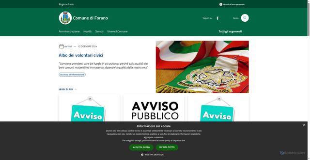 Security scan screenshot of https://www.comune.forano.ri.it/it