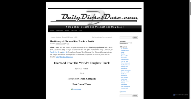 Security scan screenshot of http://dailydieseldose.com/the-history-of-diamond-reo-trucks-part-iv/