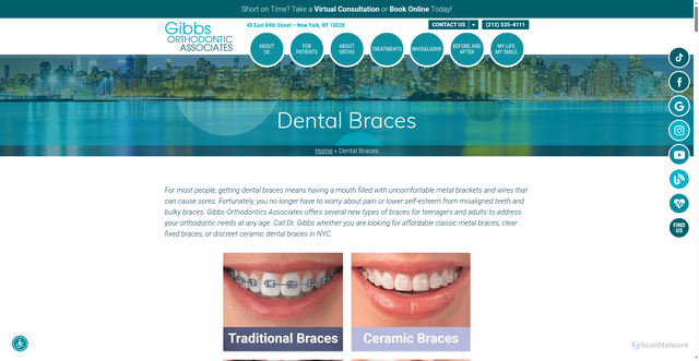 Security scan screenshot of https://www.gibbsortho.com/types-of-braces/