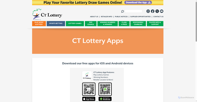 Security scan screenshot of https://ctlottery.org/apps