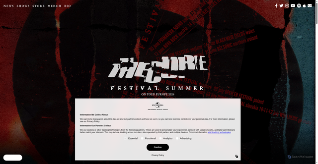 Security scan screenshot of https://www.thecure.com/