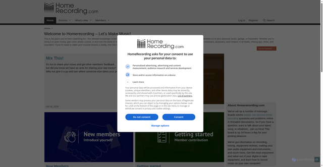 Security scan screenshot of https://homerecording.com