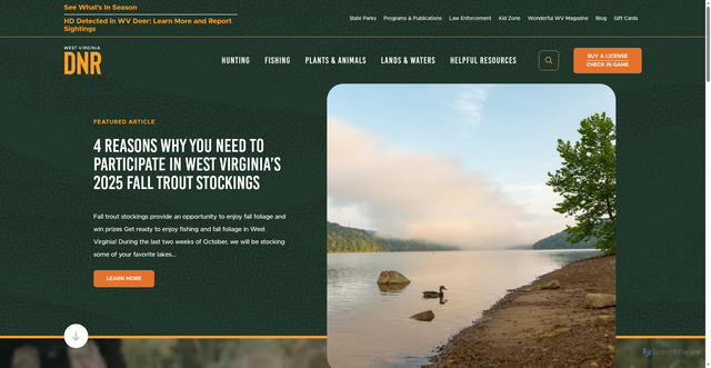 Security scan screenshot of https://wvdnr.gov/