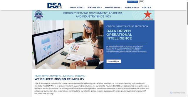 Security scan screenshot of https://www.dsainc.com/
