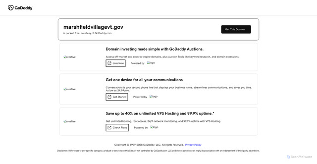 Security scan screenshot of https://marshfieldvillagevt.gov/