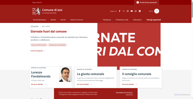 Security scan screenshot of https://www.comune.jesi.an.it/