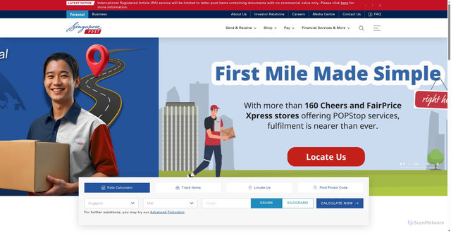 Security scan screenshot of https://www.singpost.com/