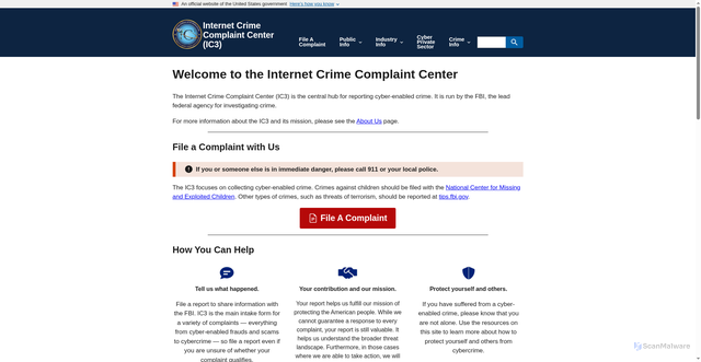Security scan screenshot of https://www.ic3.gov/