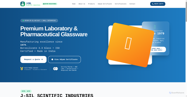 Security scan screenshot of https://j-silscintificindustries.shop/