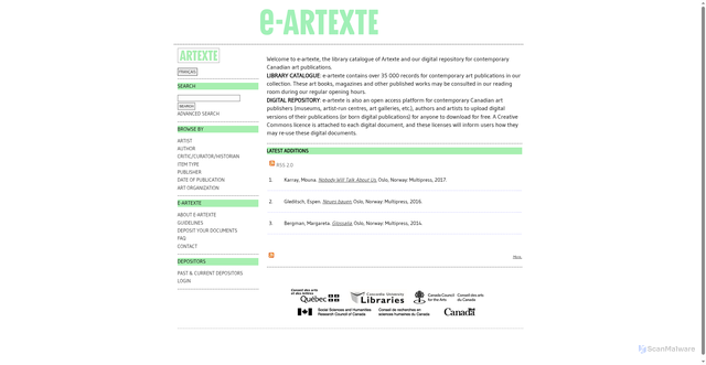 Security scan screenshot of https://e-artexte.ca