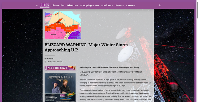 Security scan screenshot of https://www.radioresultsnetwork.com/2025/12/27/blizzard-warning-major-winter-storm-approaching-u-p/