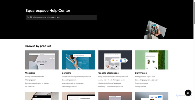 Security scan screenshot of https://support.squarespace.com