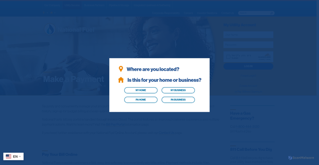 Security scan screenshot of https://www.nationalfuel.com/utility/make-a-payment-ny-home-biz/