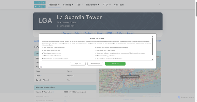Security scan screenshot of https://123atc.com/facility/LGA
