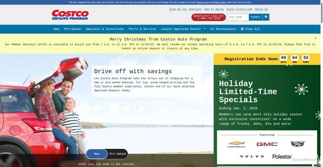 Security scan screenshot of https://www.costcoauto.com/new_cars/results.aspx?bodystyle=Hybrid%2FElectric