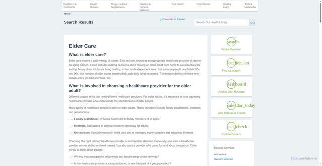 Security scan screenshot of https://healthlibrary.osfhealthcare.org/search/85,P00600
