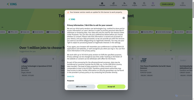 Security scan screenshot of https://go.xing.com