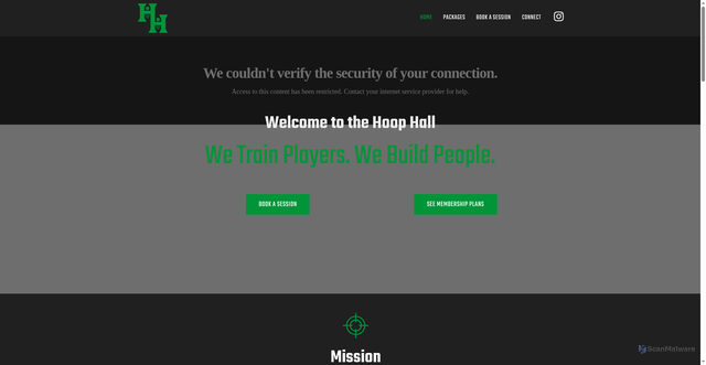 Security scan screenshot of https://thehoophall.com/