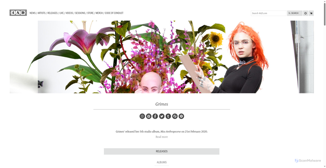 Security scan screenshot of https://4ad.com/artists/grimes