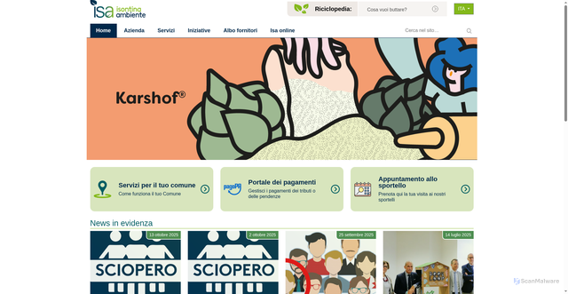 Security scan screenshot of https://isontinambiente.it/it/