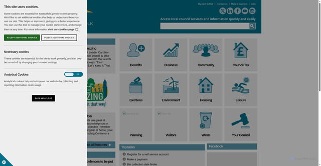 Security scan screenshot of https://www.eastsuffolk.gov.uk/