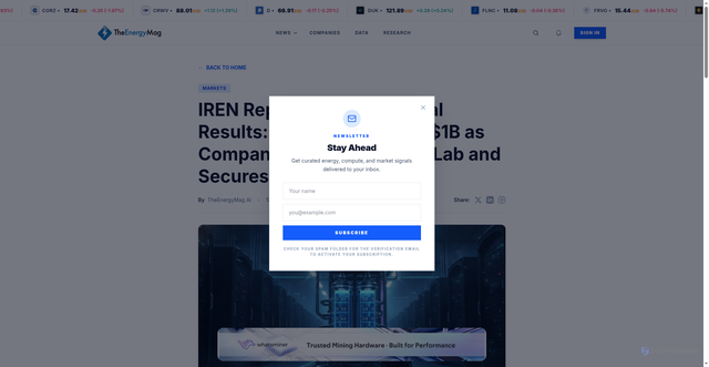 Security scan screenshot of https://theenergymag.com/news/market-news/iren-reports-707-million-fy-26-revenue-and-ai-cloud-expansion
