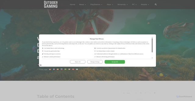Security scan screenshot of https://outsidergaming.com/subnautica-2-krafton-unknown-worlds-legal-dispute-explained/