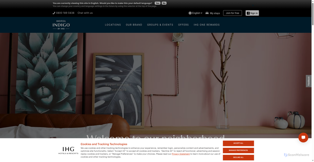 Security scan screenshot of https://www.ihg.com/hotelindigo/hotels/us/en/reservation